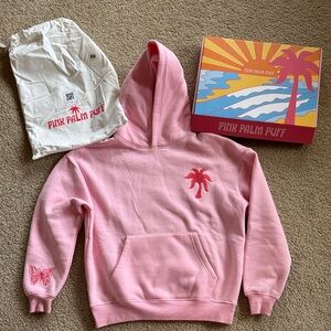 Pink Palm Puff XS Pink Hoodie with original box and bag